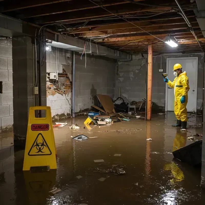 Flooded Basement Electrical Hazard in Hanna City, IL Property