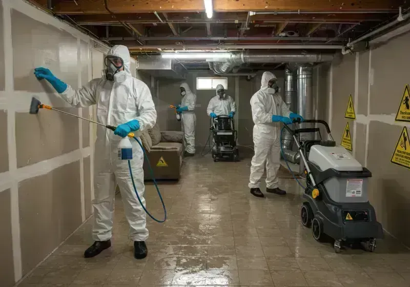 Basement Moisture Removal and Structural Drying process in Hanna City, IL